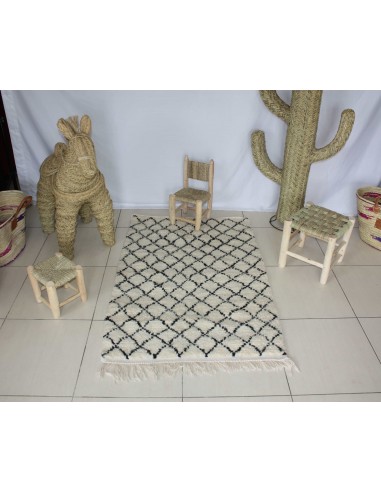 GRAND Tapis Marocain Berbère Beni Ouarain - Motif Petit Losange - Artisanal - 100% Laine de mouton JUSQU'A -70%! 