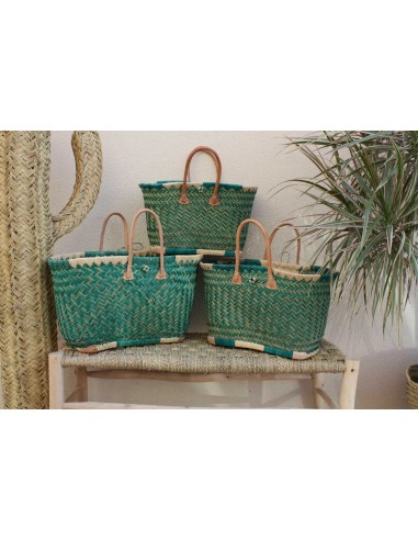 BEAU Panier Turquoise XXL de MADAGASCAR - 3 tailles - Sac Cabas - courses , marchés , plage ... Economisez 